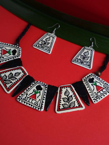 Girl Tree Ceramic Handmade Nacklace With Earrings