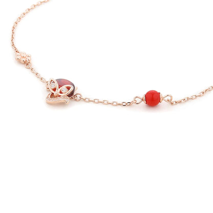 Silver Rose Gold Ruby Red Bracelet