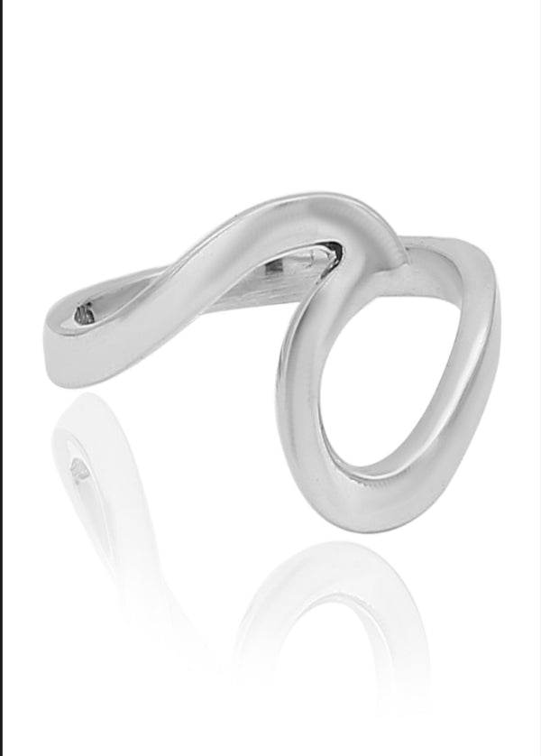 Silver Wave Sideways Ring