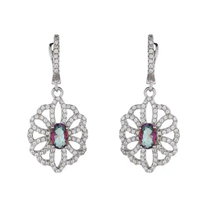 Silver Psychedelic Zircon Earring