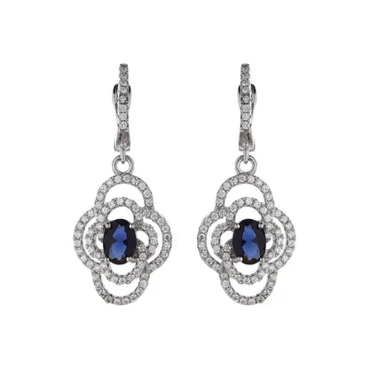 Silver Midnight Blue Stone Earrings