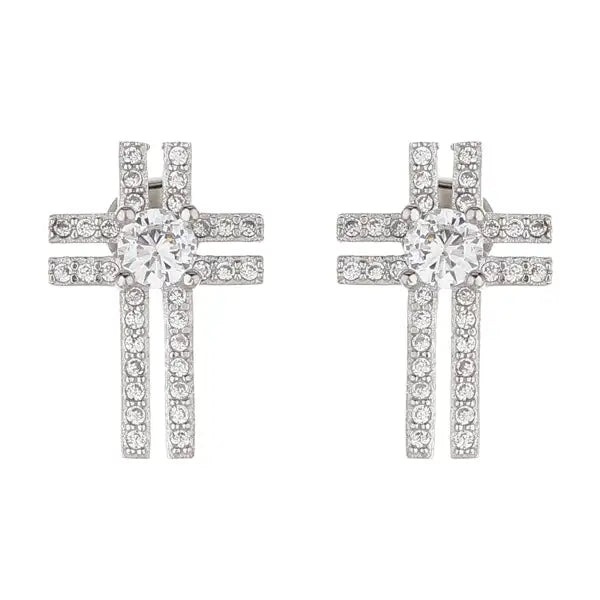 Zircon Cross Stud Earrings