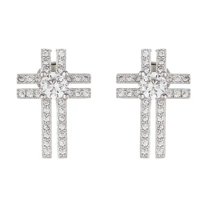 Zircon Cross Stud Earrings