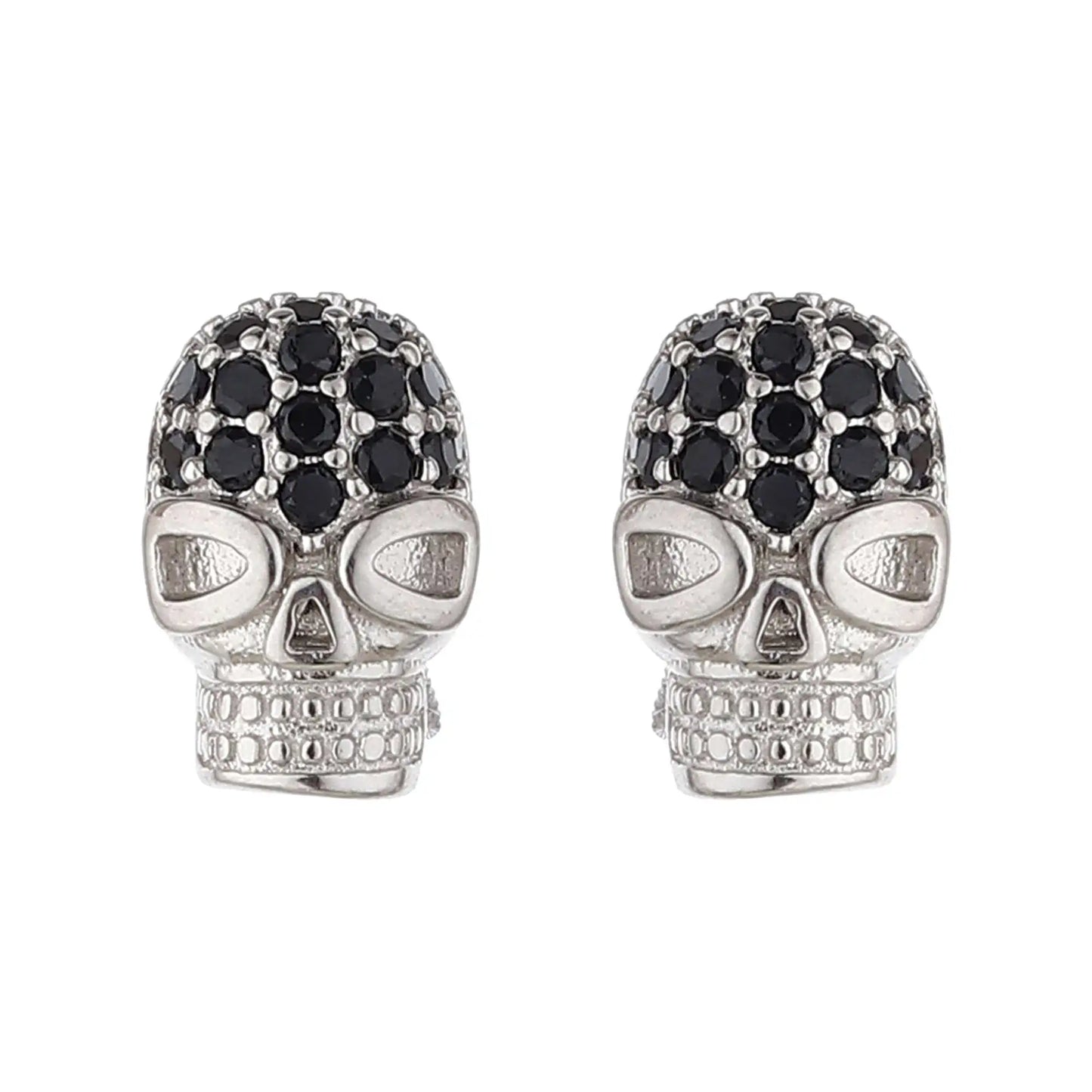 Skull Earrings with Black Rhinestones