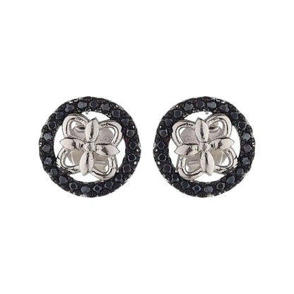 Silver Classic Black Sphere Earrings