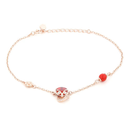 Silver Rose Gold Ruby Red Bracelet