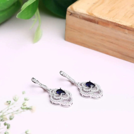 Silver Midnight Blue Stone Earrings