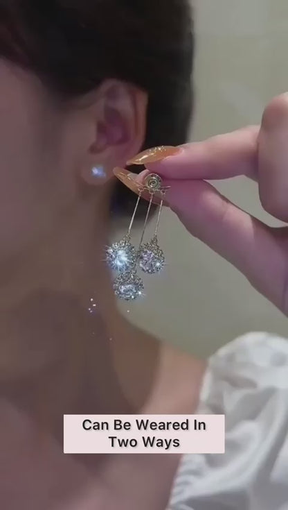 Gold Electroplated Premium And High Quality Zircon Crystal Drop Earrings